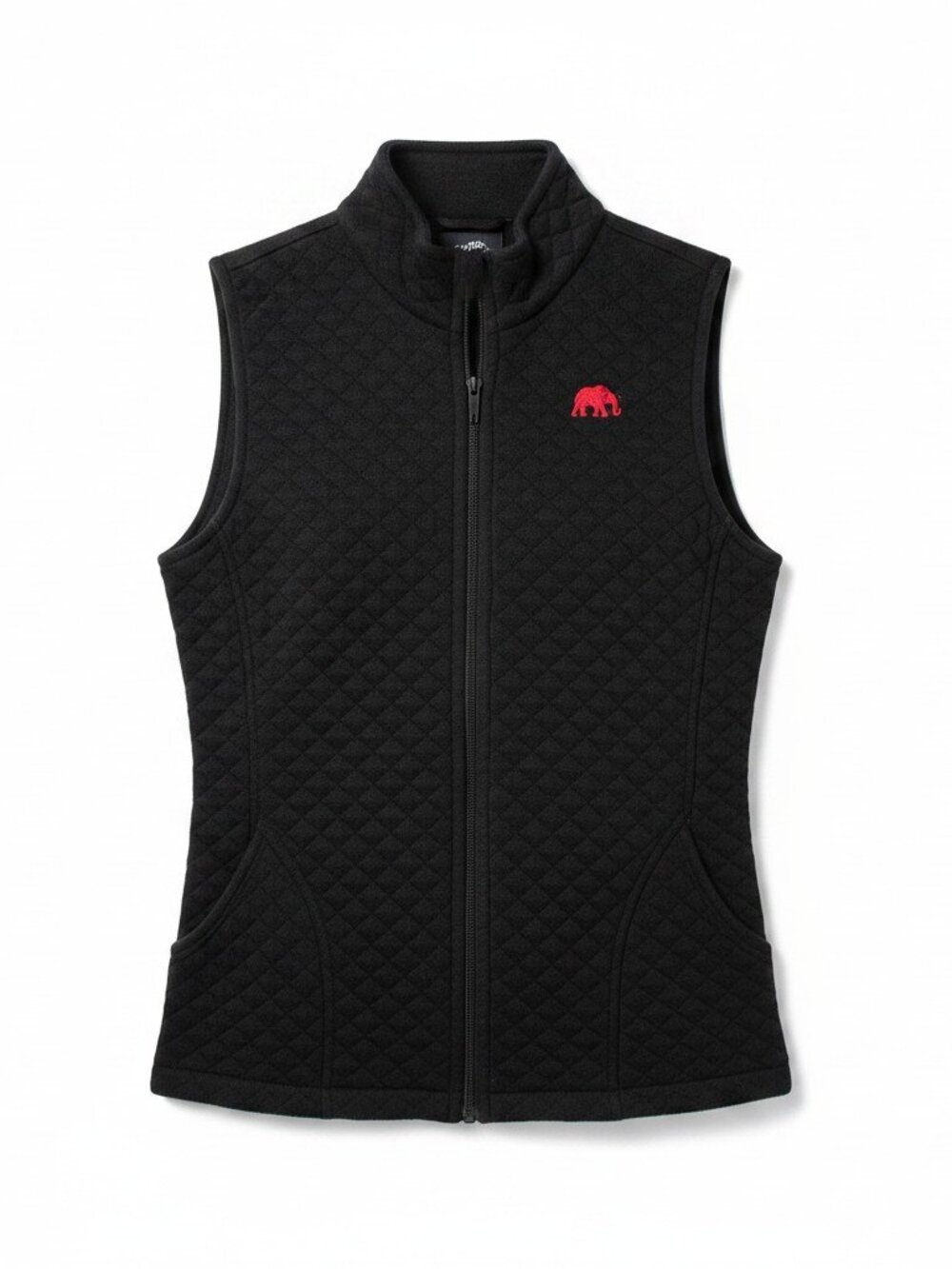Nomadic Traders Black Quilted Full Zip Vest Red Elephant Logo